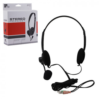 Pc Headset Stereo Headset Adjustable Boom Mic Black (ttx Tech) MC-PC-206
