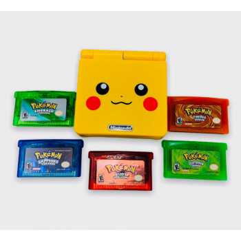 Pikachu Gameboy Advance SP Bundle Con Juegos de Pokemon 